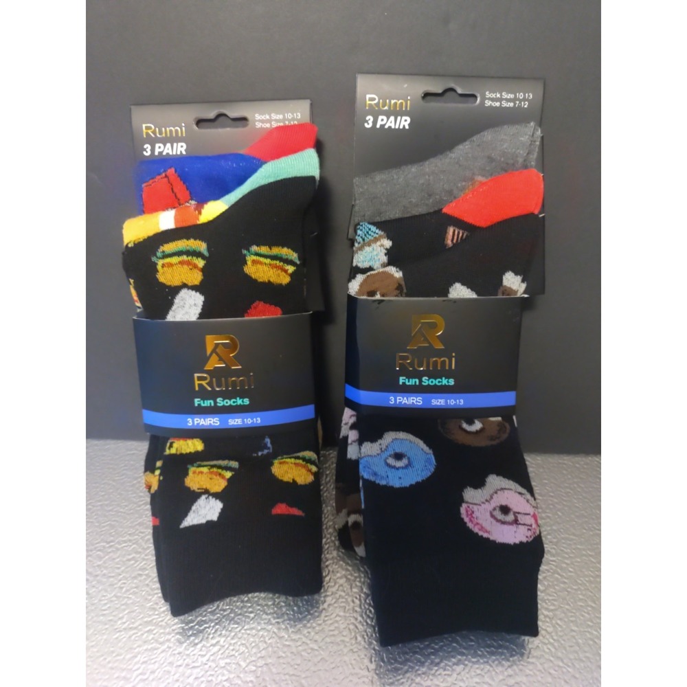 Rumi Cupcakes Donuts Drinks Burger Hotdog‎ Fries Multicolor Fun Socks 2 Pk Of 3